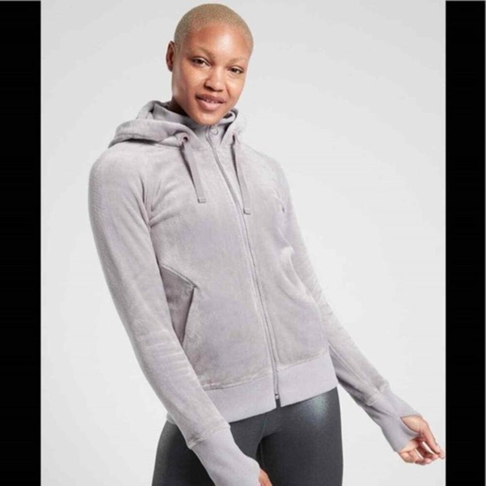 Athleta Grey Triumph Hoodie Double Cozy Karma Full Zip Jacket Size Small
